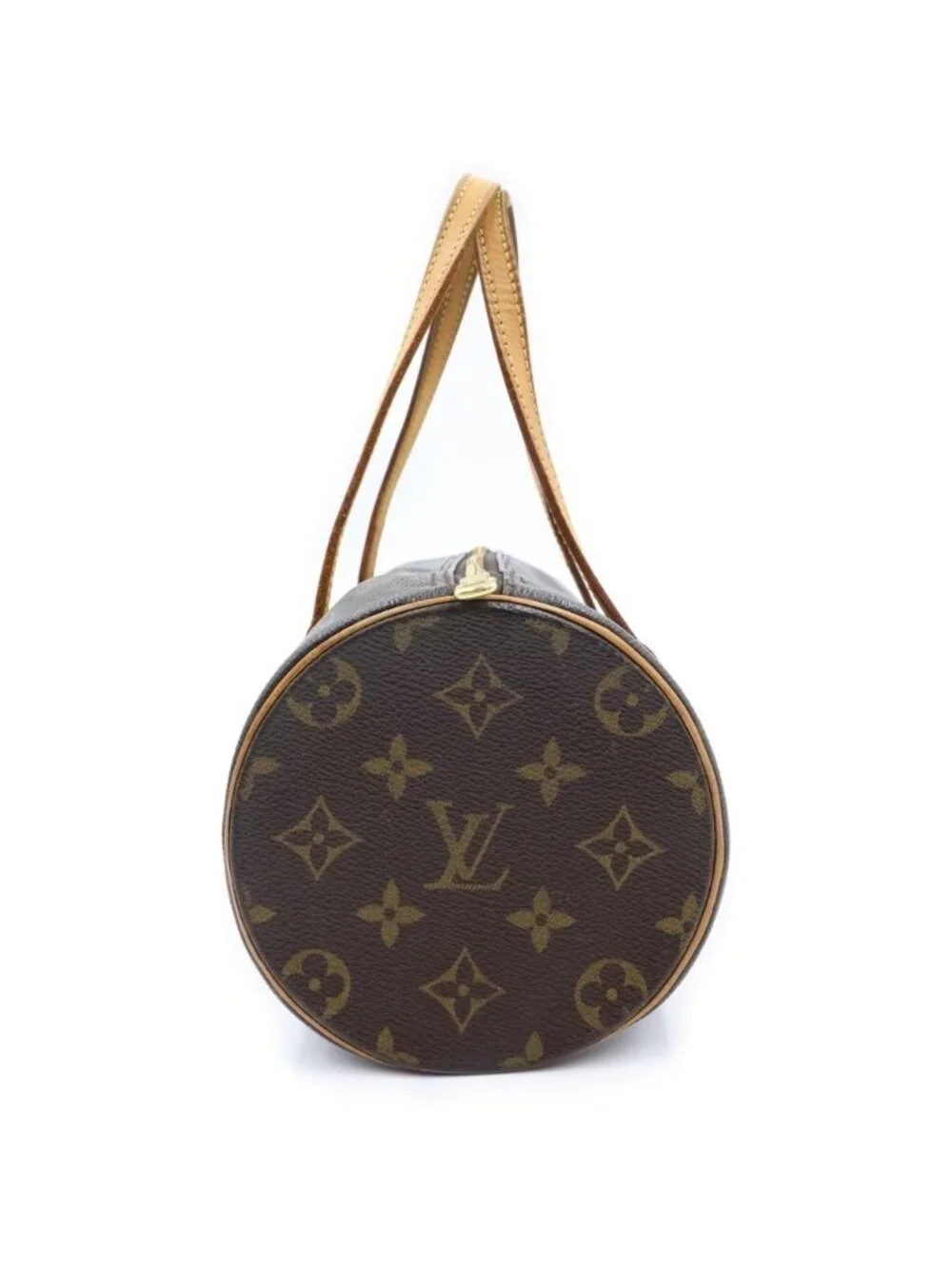 Louis Vuitton Monogram Handbag Brown Leather Gold